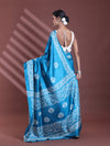 Teal Blue Silk Soft Saree With Texture Print-MA60BSL01400052