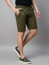 Genips Men's Green Cotton Lycra Slim Fit Shorts