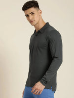 Dillinger Grey Solid Regular Polo T-shirt-DLPOL002DKG-S