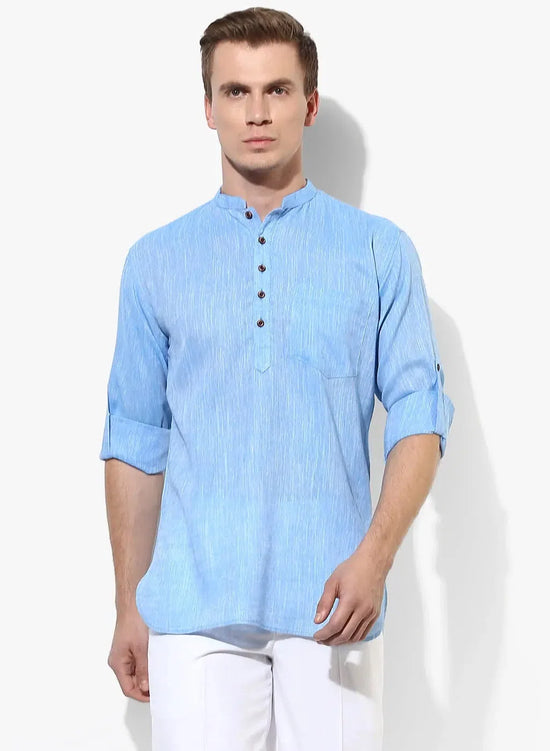 Hangup Men Slim Solid Men's Indian Wear-DarkBlueKurta