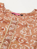 Women's Brown Printed Kurta Set-SKC-3369-Copper