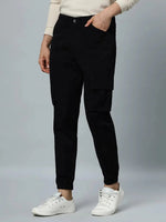 Ribbed Jogger Cargos with 6 pockets-Black