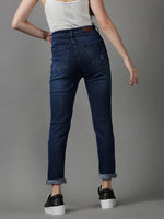 Women's Navy Blue Solid Slim Fit Denim Jeans-GZ-5303-Navyblue