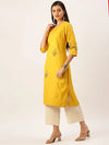 Women's Mustard Solid Straight Kurta-DF-1208-Mustard