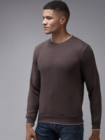 Men Brown Solid Sweatshirt-EX-2260-Coffeebrown