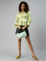 Women's Solid Green Top-AE-10227-Green