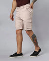 Solid Stretchable Shorts with 6 pockets-Beige-HCS6011-30