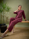 Women Pink All Over Embroidered Shirt With Palazzos