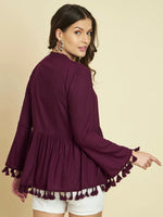 Wine Peplum Shrug