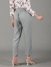 Women's Grey Solid Cigarette Trouser-AL-001-Grey