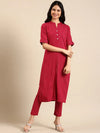 Women's Magenta Striped Kurta Set-SKC-3368-Magenta