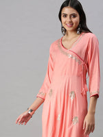 Women's Pink Floral Anarkali Kurta-SSRM504-Pink