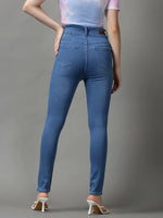 Women's Blue Solid Skinny Fit Denim Jeans-GZ-5281-2-Blue