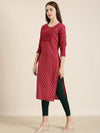 Women Fuchsia Floral Straight Kurta-AT-A1026-K-Fuchsia