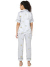 Smarty Pants Women's Silk Satin Grey Color Snoopy Print Night Suit