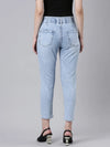 Women Blue Solid Mom Fit Denim Jeans-GZ-5491-Blue