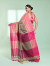 Ecru Cotton Saree With Zari Border-MA59CT06530049