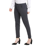 Smarty Pants Women's Cotton Lycra Ankle Length Charcoal Grey Color Formal Trouser