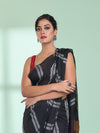 Black Cotton Saree With Stripes Design-MA59CT06530004