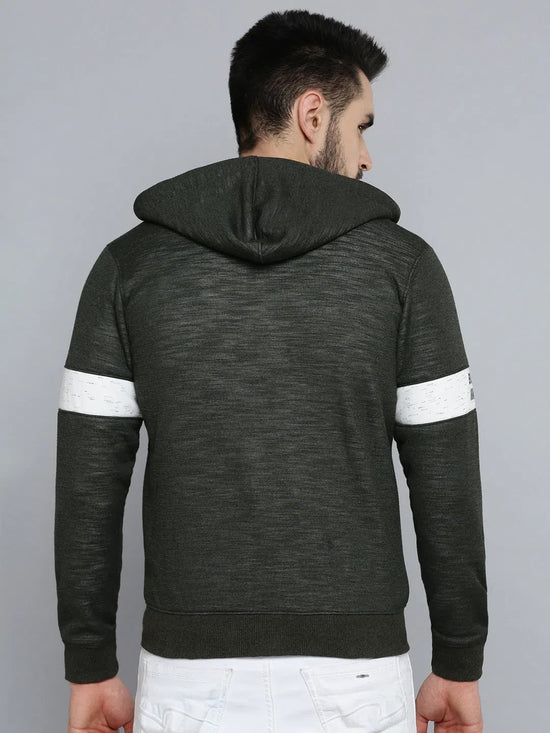 Men Green Solid Sweatshirt-LBR-1529-Olive