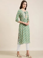 Women Green Striped Straight Kurta-TF-MS-172-Green