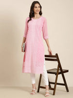 Women Pink Embellished Straight Kurta-SKC-1243-Pink