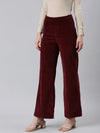 Women Burgundy Solid Parallel Trouser-IM-10624-Burgundy