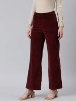 Women Burgundy Solid Parallel Trouser-IM-10624-Burgundy