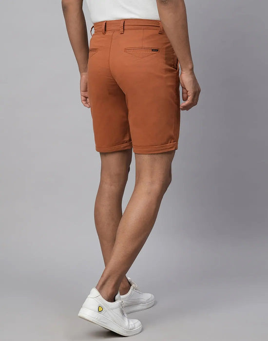 Genips Men's Brick Cotton Lycra Slim Fit Shorts