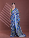 Blue Silk Soft Saree With Texture Print-MA60BSL01400035