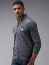 Men Grey Checked Sweatshirt-OTSS-19-Grey