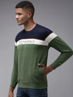 Men Green Colourblock Sweatshirt-OTRS-5-Green