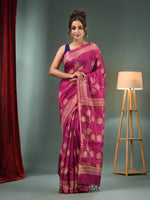 Purple Blended Silk Handwoven Saree With Flower Designs-MA50BSL34710009