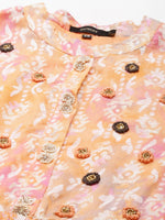 Women's Peach Printed Anarkali Kurta-GW-2477-Peach