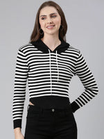 Women Black Striped Sweatshirt-TG-1080-Black