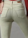 Women's Green Solid Skinny Fit Denim Jeans-GZ-5296-Green