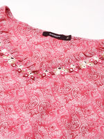 Women's Pink Embellished Anarkali Kurta-BCCK-936-Pink