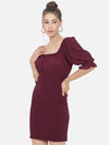 Solid Wine Smocking Dress