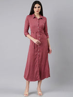 Women Mauve Polka Dots Shirt Dress-AE-15992-Mauve