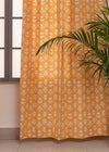 Dahlia 100% cotton floral curtain for living room - Room darkening - Mustard - Pack of 1 - Pack of 1-230421013