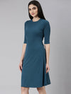 Women Teal Solid A-Line Dress-AE-15880-Teal