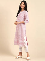 Women's Pink Embroidered Kurta Set-UB-2585-Pink