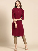 Women's Purple Solid Straight Kurta-DF-1582-Purple