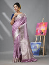 Periwinkle Katan Silk Banarasi Saree With Ethnic Motifs And Zari Woven Designs-MA52KA441380076