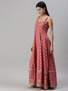 Women's Pink Floral Anarkali Kurta-BSM1012-Pink