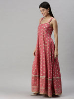 Women's Pink Floral Anarkali Kurta-BSM1012-Pink