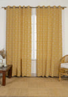 Eden mustard 100% cotton floral curtain for bed room - Room darkening - Single - Pack of 1-240422008