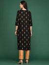 Women Black Floral Straight Kurta-GW-4196-Black