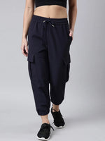 Women Solid Slim Fit Navy Blue Joggers Track Pant-AE-10905-Navyblue