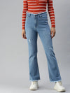 Women's Blue Solid Relaxed Fit Denim Jeans-TRP-4212A-Blue